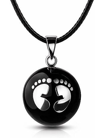 Bola | Bola de grossesse Collier - Noir avec pieds argentés