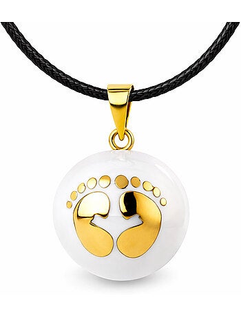 Bola | Bola de grossesse Collier Blanc avec pieds dorés