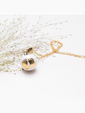 Bola | Bola de grossesse Collier Blanc avec pieds dorés