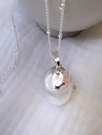 Bola de Grossesse Argent Pissenlit Quartz Rose