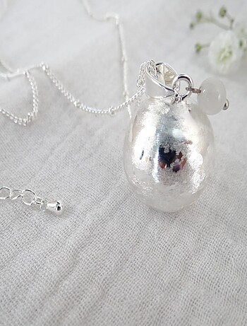 Bola de grossesse brossé argent, Juin Pierre de lune