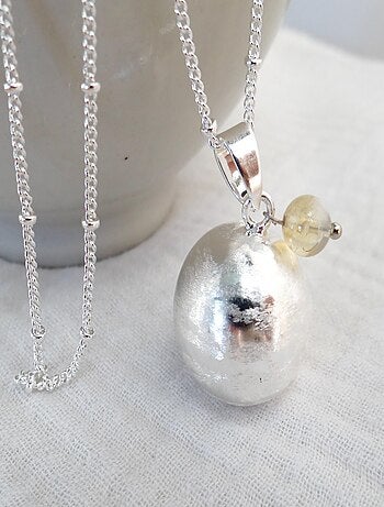 Bola de grossesse brossé argent, Novembre Citrine