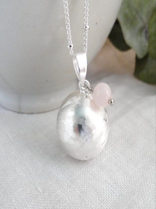 Bola de grossesse brossé argent, Quartz Rose