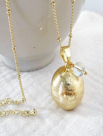 Bola de grossesse brossé or, Décembre Topaze bleue