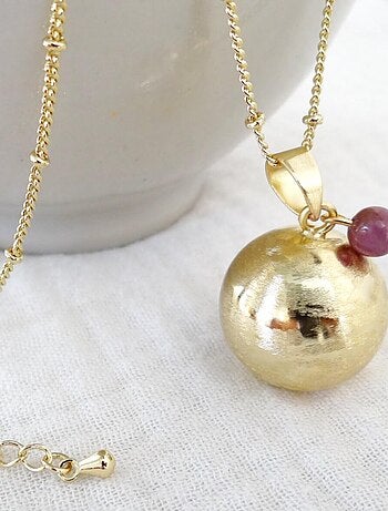 Bola de grossesse brossé or, Juillet Rubis
