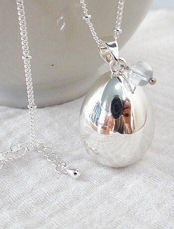 Bola de grossesse goutte argent, Décembre Topaze bleue