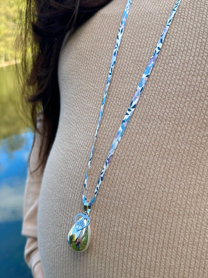 Bola de grossesse goutte argenté 'coeur arbre de vie' et 'pierre de lune' Bleu - Kiabi