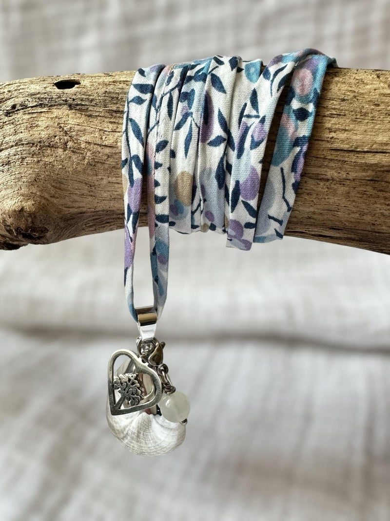 Bola de grossesse goutte argenté 'coeur arbre de vie' et 'pierre de lune' Bleu - Kiabi