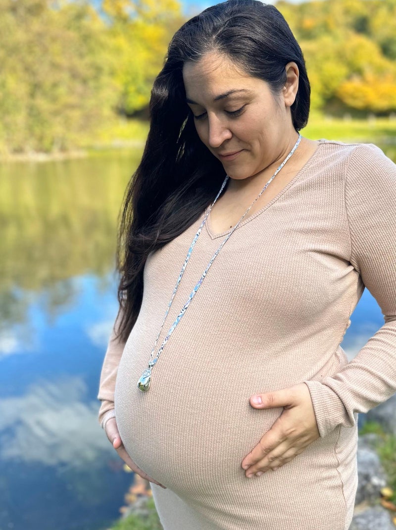 Bola de grossesse goutte argenté 'coeur arbre de vie' et 'pierre de lune' Bleu - Kiabi