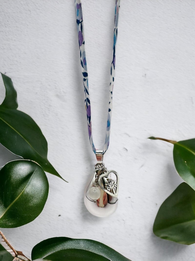 Bola de grossesse goutte argenté 'coeur arbre de vie' et 'pierre de lune' Bleu - Kiabi