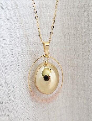 Bola grossesse or. Anneau Quartz rose