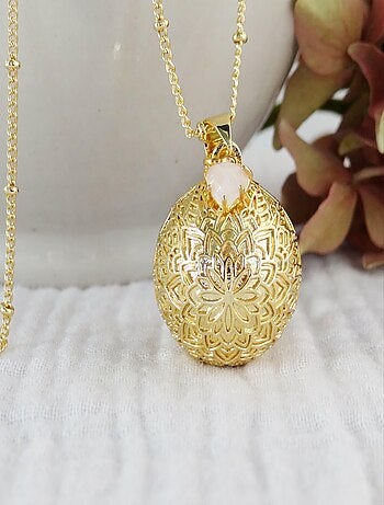 Bola Mandala Or Cœur Quartz Rose