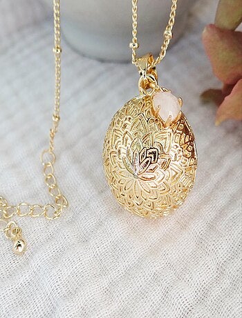 Bola Mandala Or Cœur Quartz Rose