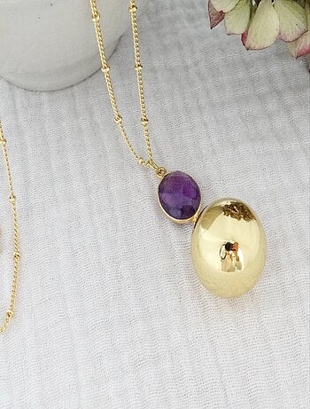 Bola Argent Pendentif Améthyste