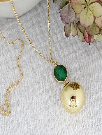 Bola Argent Pendentif Emeraude