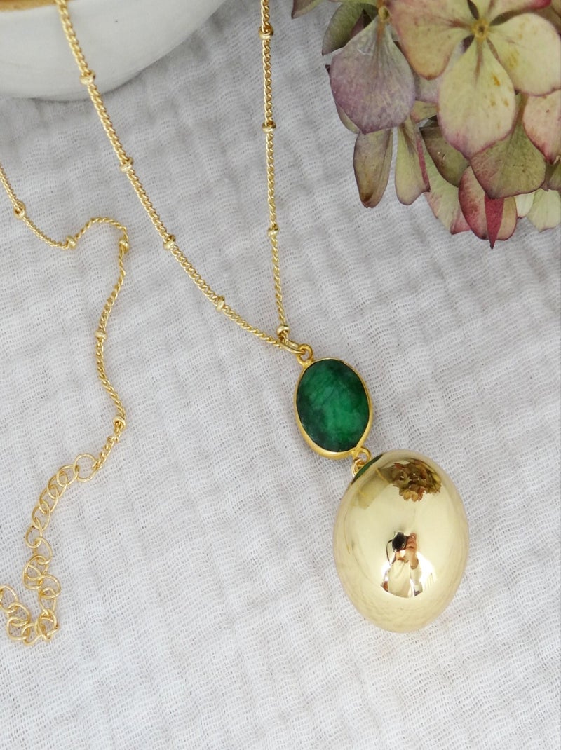Bola Or pendentif Emeraude Doré/or - Kiabi