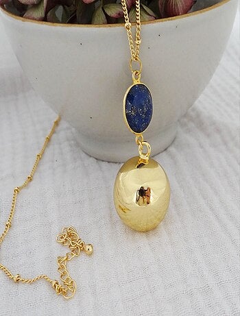 Bola Argent Pendentif Lapis Lazuli