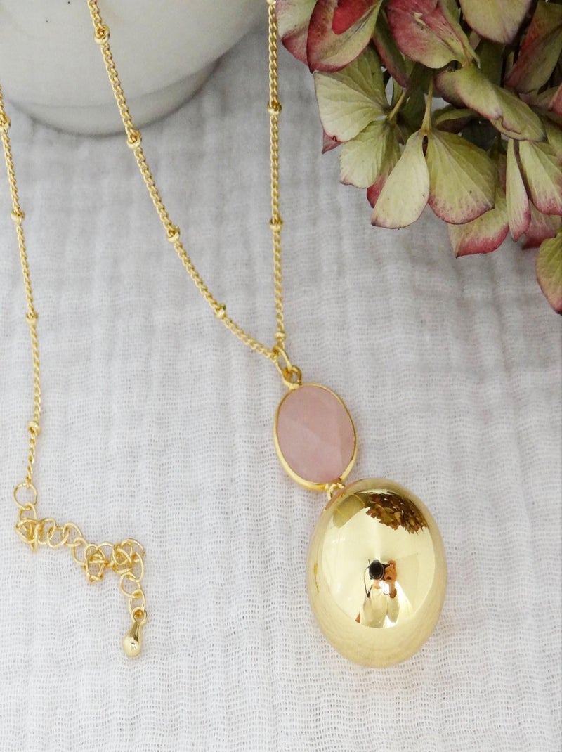 Bola Or pendentif Quartz Rose Doré/or - Kiabi