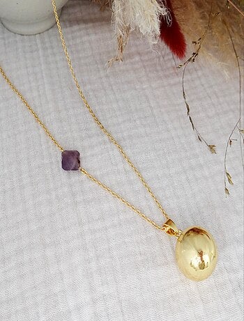 Bola Argent Trefle Gemme Améthyste