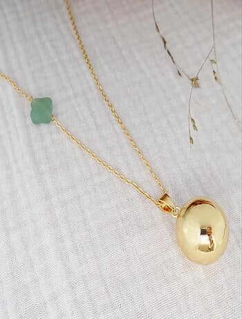 Bola Argent Trefle Gemme Aventurine