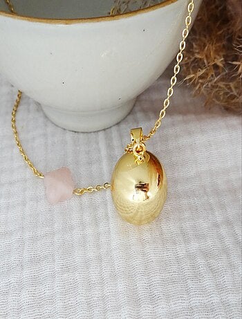 Bola Or Trefle Gemme Quartz Rose