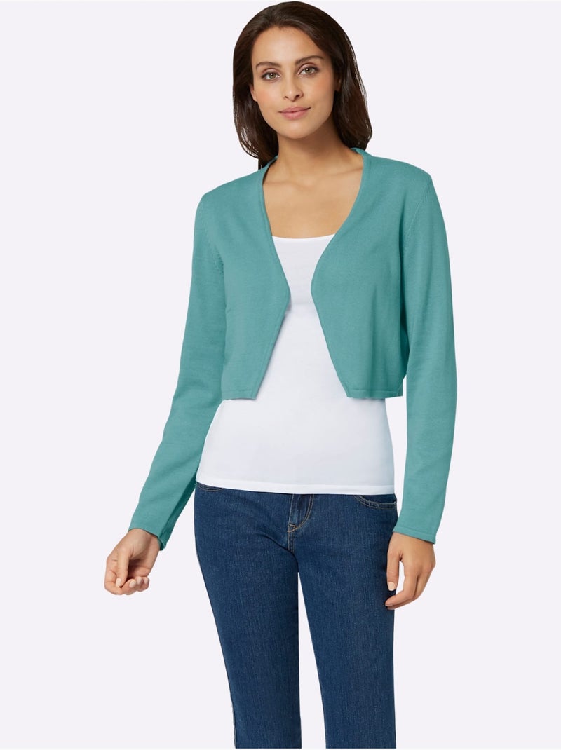 Boléro court en coton et manches longues sans fermeture pour robe - Taille standard - Witt Bleu encre - Kiabi