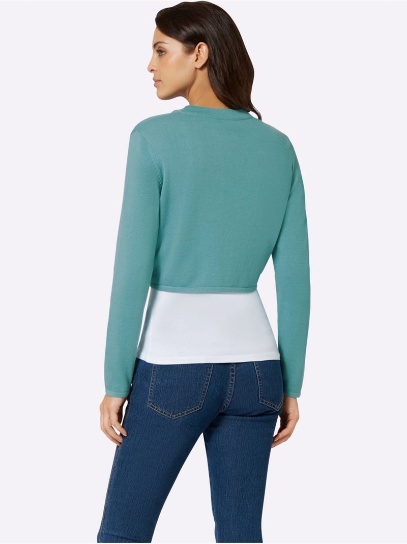 Boléro court en coton et manches longues sans fermeture pour robe - Taille standard - Witt Bleu encre - Kiabi