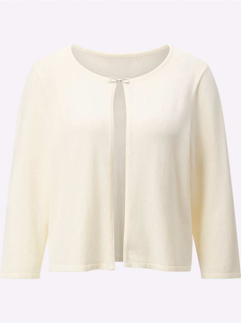 Boléro en viscose à encolure ronde et manches trois quart - Taille standard - Witt Ivoire - Kiabi