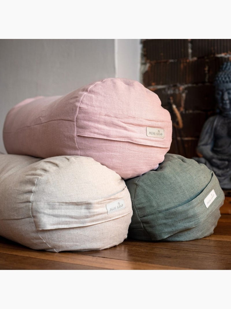 Bolster de yoga coussin de méditation 100% lin coloré Bois naturel - Kiabi