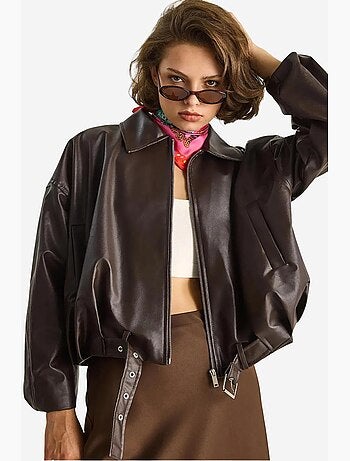 Bomber effet cuir zippé lucci