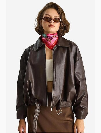 Bomber effet cuir zippé lucci