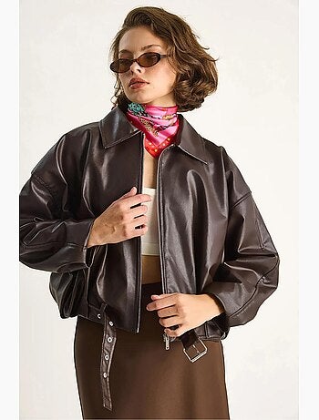 Bomber effet cuir zippé lucci
