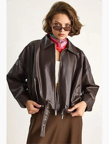 Bomber effet cuir zippé lucci