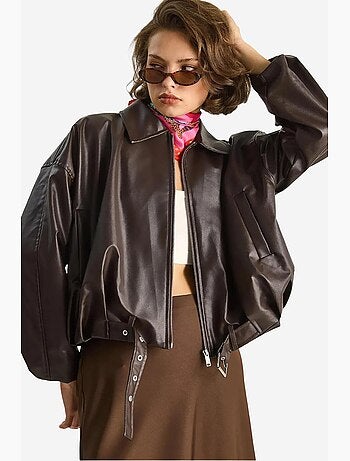 Bomber effet cuir zippé lucci