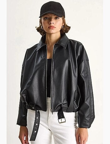 Bomber effet cuir zippé lucci