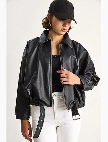 Bomber effet cuir zippé lucci