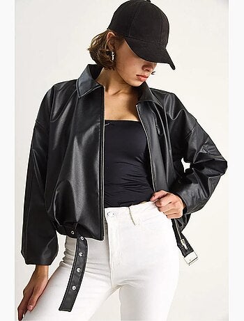 Bomber effet cuir zippé lucci