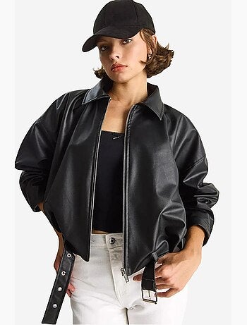Bomber effet cuir zippé lucci