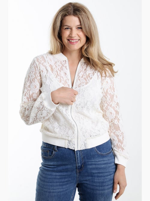 Bomber en coton maille filet fleurs PAPRIKA - Kiabi