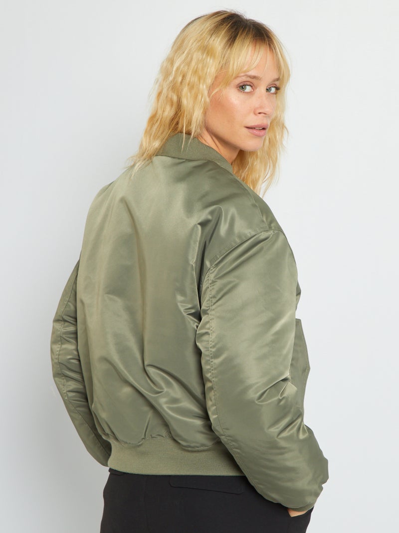 Bomber léger satiné kaki - Kiabi