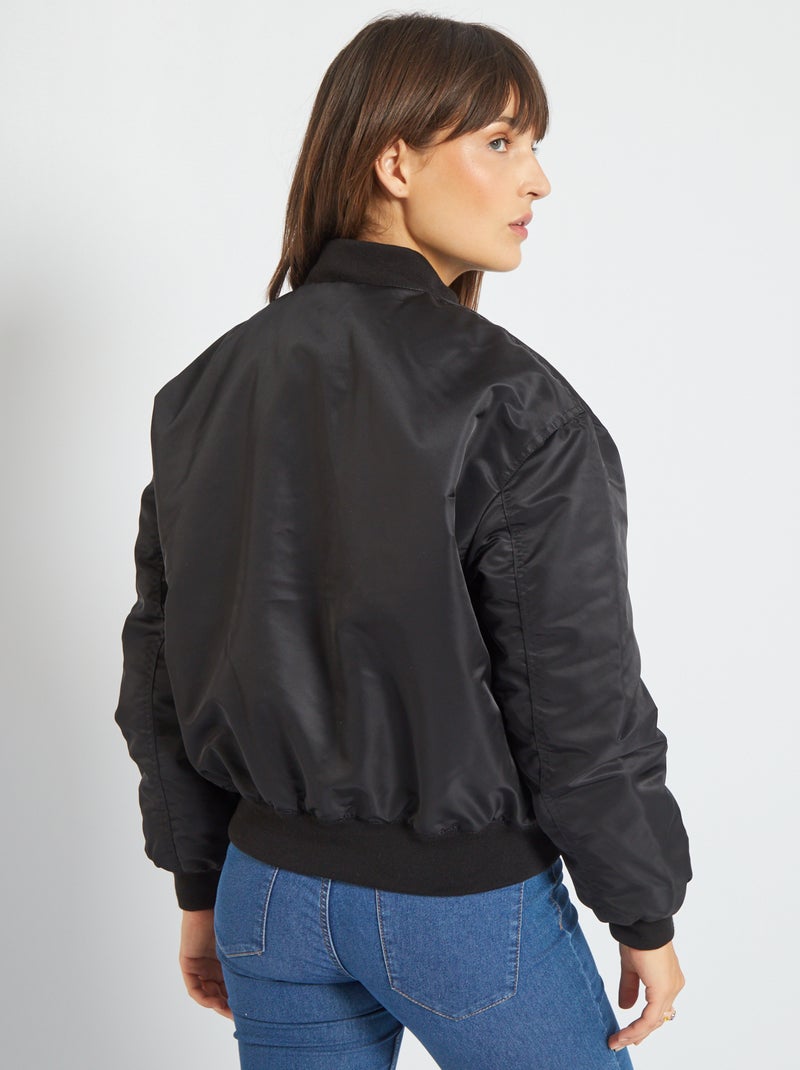Bomber léger satiné noir - Kiabi
