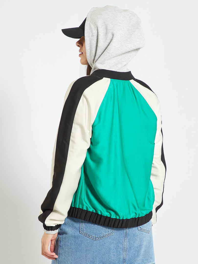 Bomber satiné tricolore Vert Kiabi 20.00€