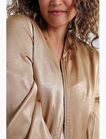 Bomber uni en viscose effet satin PAPRIKA