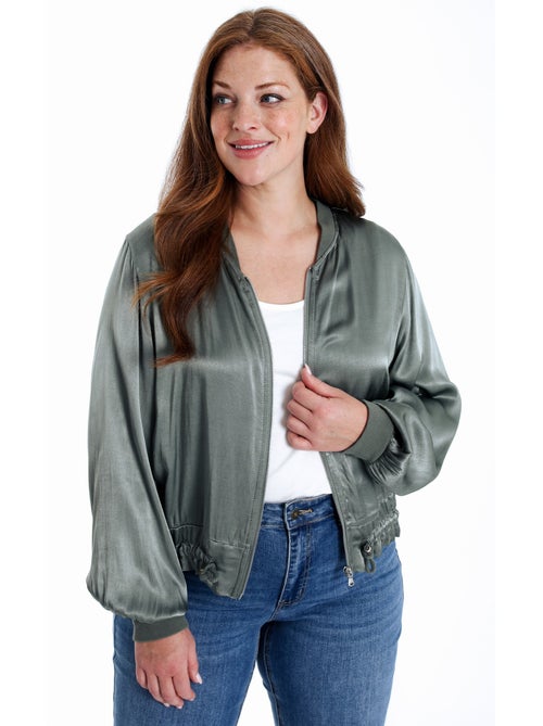 Bomber uni en viscose effet satin PAPRIKA - Kiabi