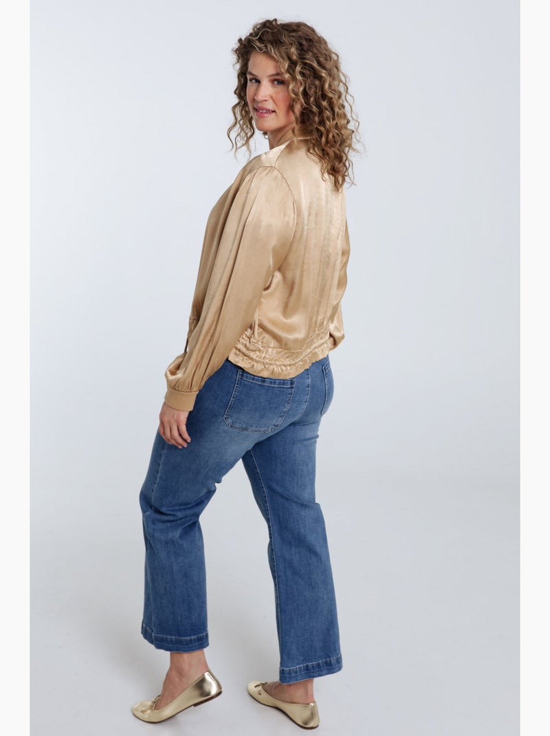 Bomber uni en viscose effet satin PAPRIKA Kaki - Kiabi
