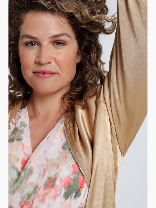 Bomber uni en viscose effet satin PAPRIKA - Kiabi