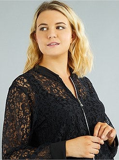 Bomber zippé en dentelle - Kiabi