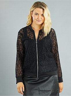 Bomber zippé en dentelle - Kiabi