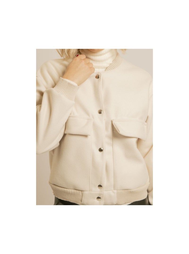 Bombers effet laine ULIVIA Ecru - Kiabi