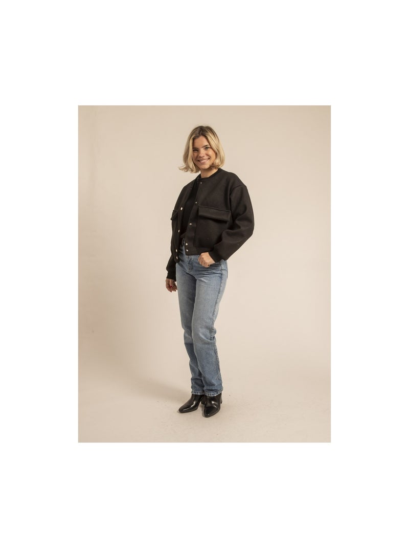 Bombers effet laine ULIVIA Noir - Kiabi